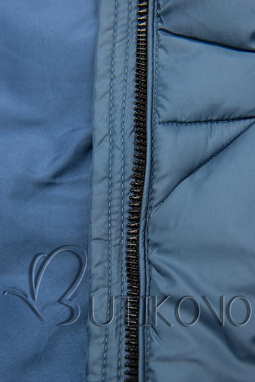 Jeans modrá prešívaná bunda na jeseň/zimu