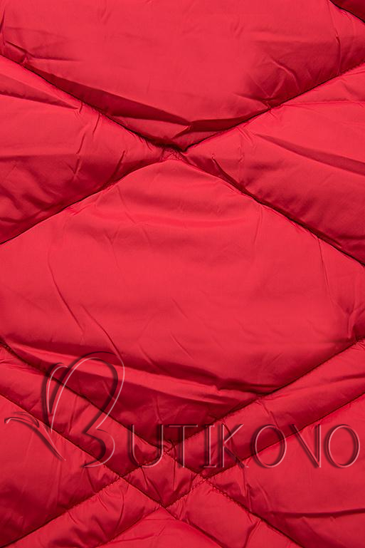 Červená dlhá prešívaná bunda