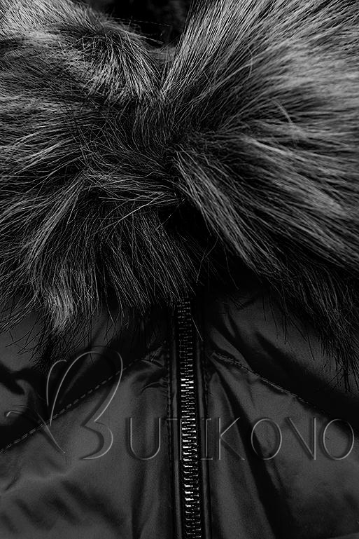 Čierna lesklá prešívaná bunda na zimu