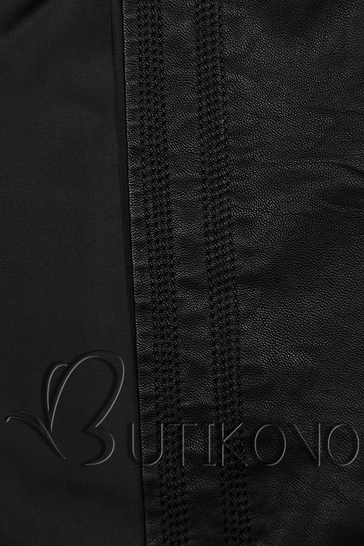 Čierna koženková bunda s vysokým golierom