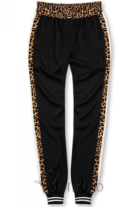 Čierne športové nohavice s tigrím vzorom