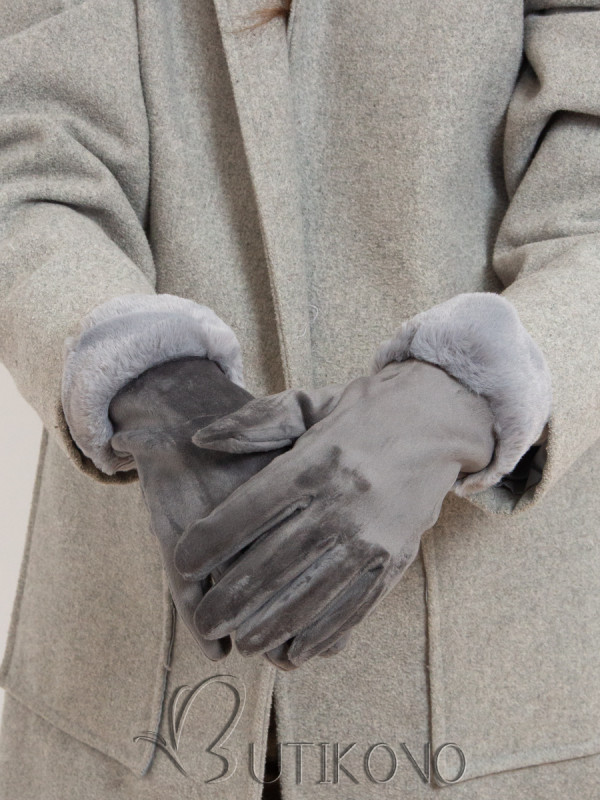 Sivé dámske rukavice na zimu