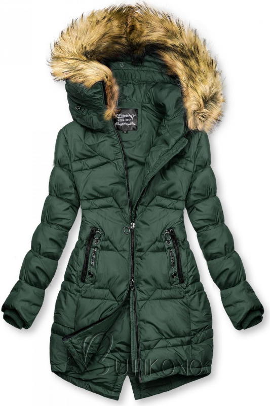 Tmavozelená prešívaná bunda na jeseň/zimu