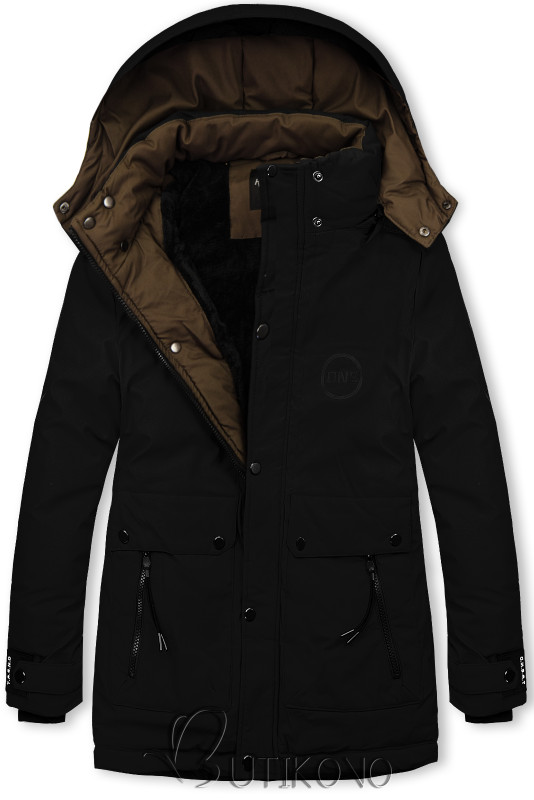 Chlapčenská zimná bunda čierna/khaki