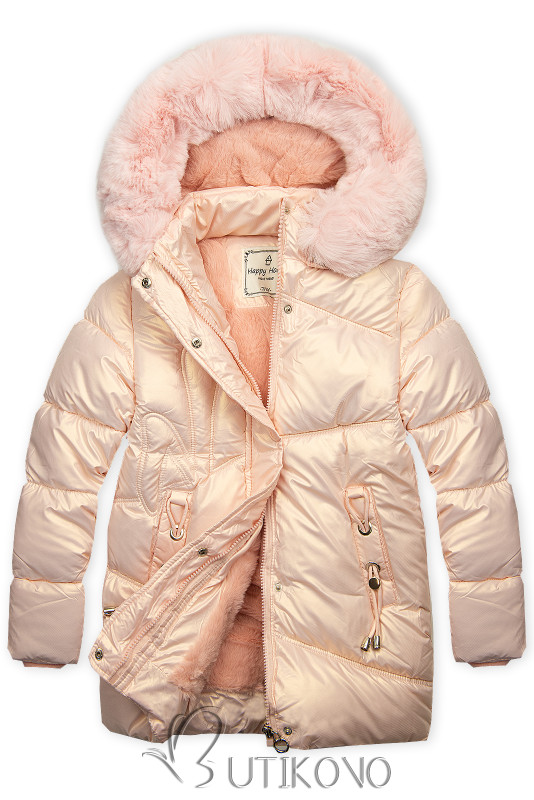 Zimná bunda s kožušinou ružová