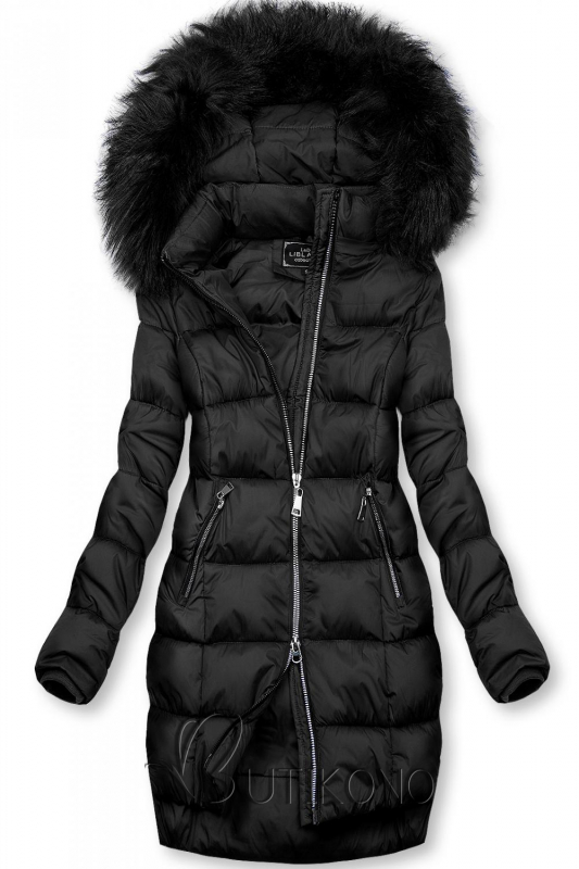 Čierna zimná bunda na zips