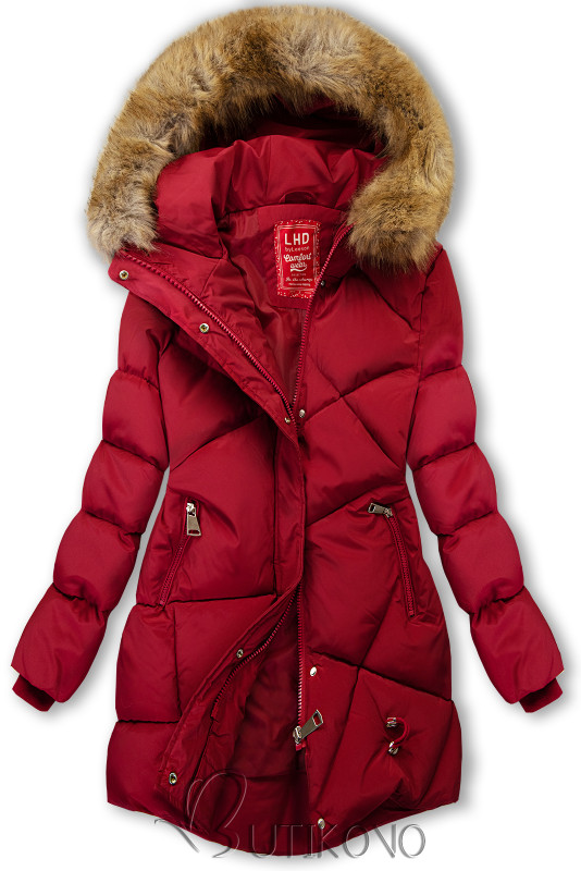 Červená zimná bunda s kapucňou