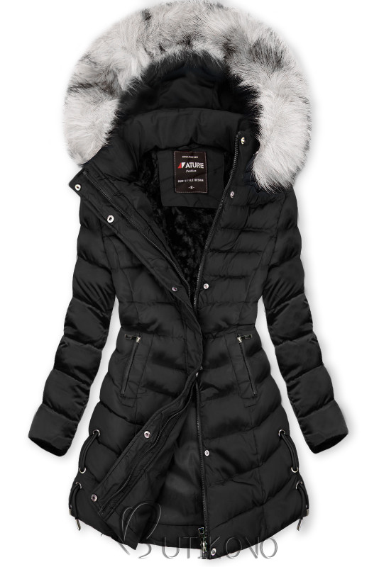 Čierna zimná bunda s odopínateľnou kapucňou