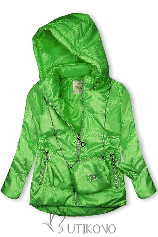 Zelená prechodná bunda s taštičkou