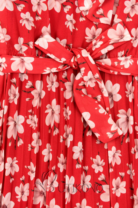 Červené letné kvetinové šaty