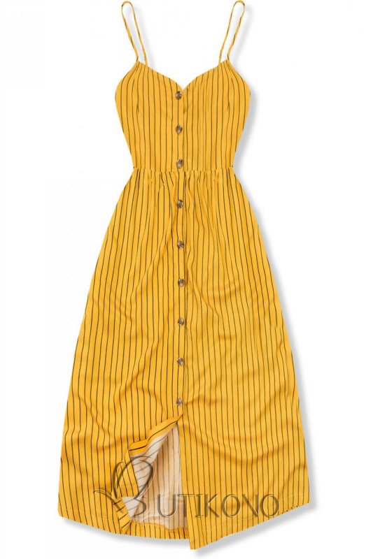 Žlté pruhované midi šaty