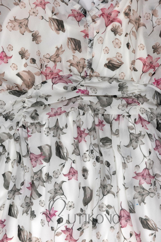 Biele maxi šaty s kvetinami Lussy