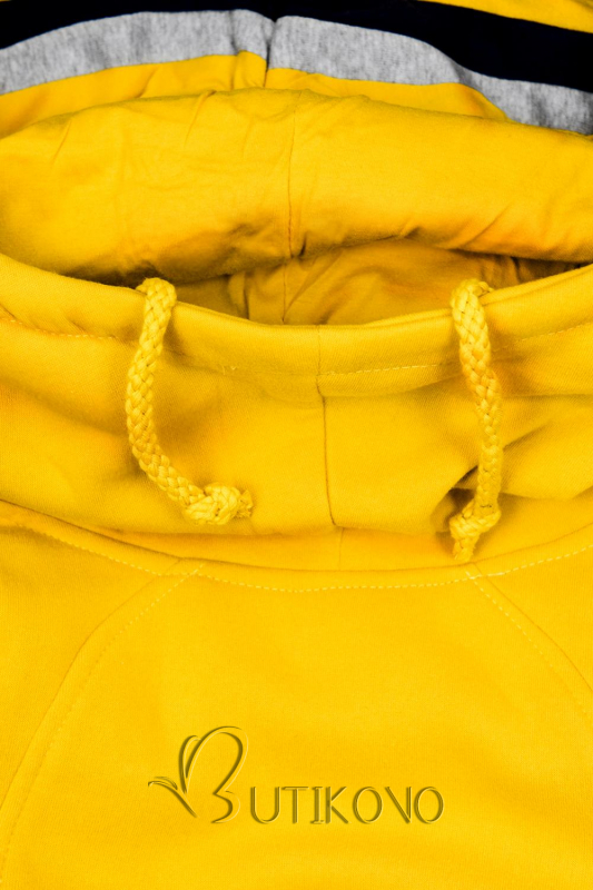 Žltá mikina s kontrastnými detailami