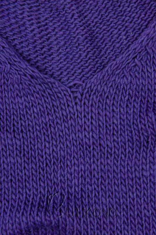 Fialový pletený pulóver