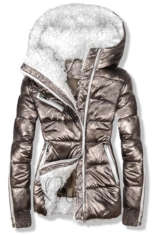 Hnedá metalická zimná bunda