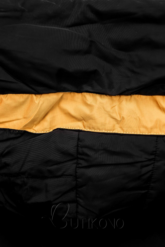 Čierna bunda so žltým lemom
