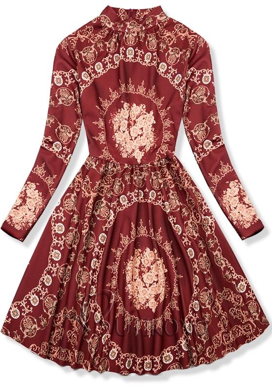 Červené elegantné šaty so vzorom