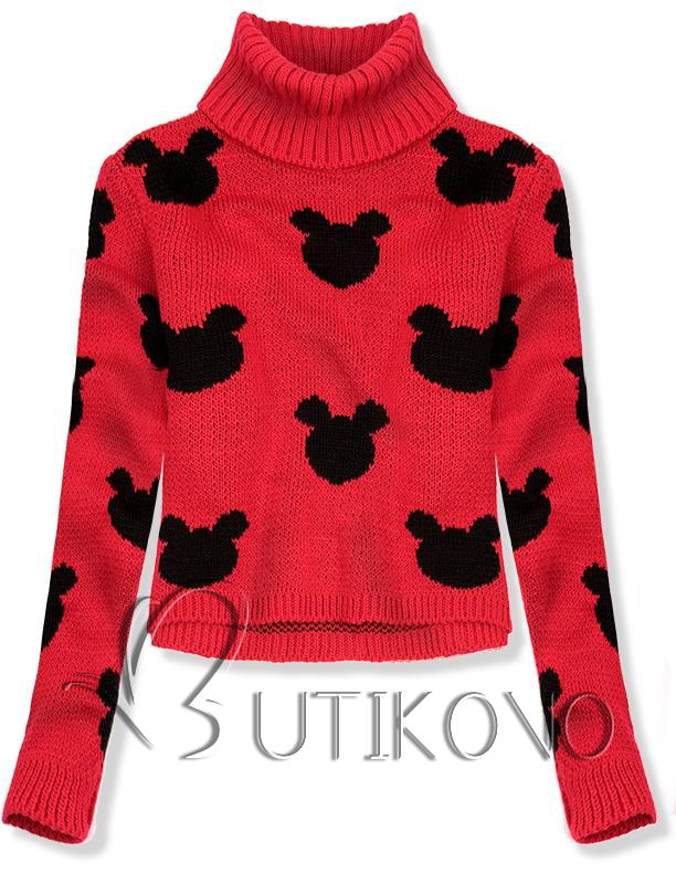 Červený krátky sveter Mickey