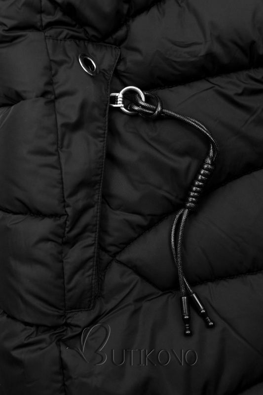 Čierna zimná bunda s prešívaním