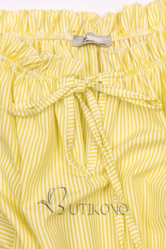 Žlté pruhované off-shoulder šaty