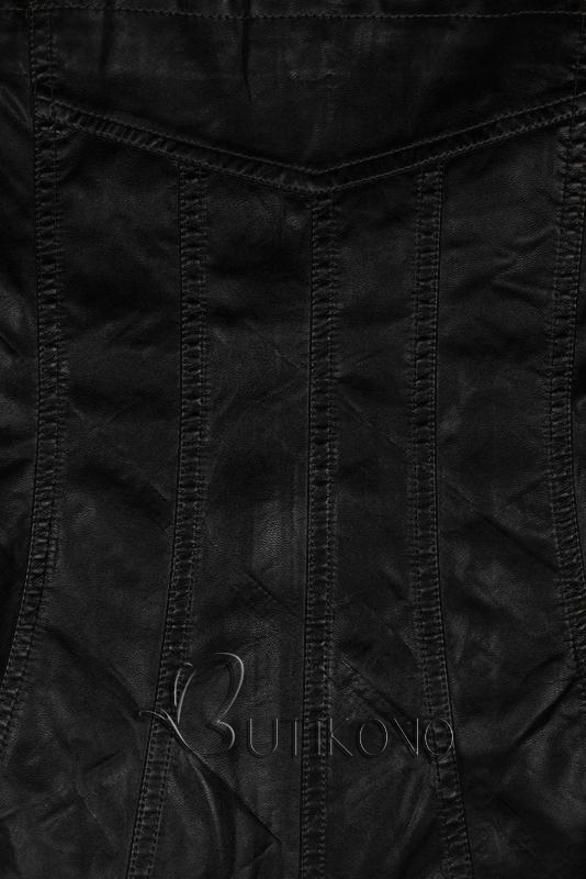 Čierna koženková bunda Plus Size
