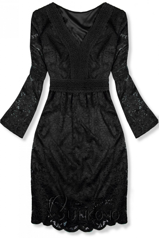 Čierne elegantné čipkované šaty