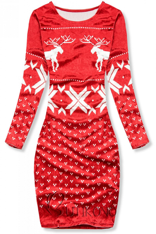 Červené zamatové vianočné šaty