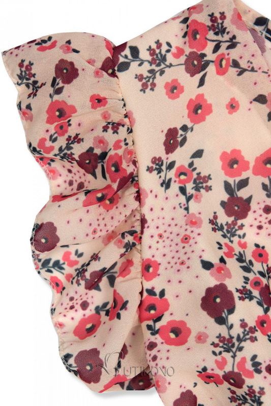 Béžové šaty s kvetinovou potlačou