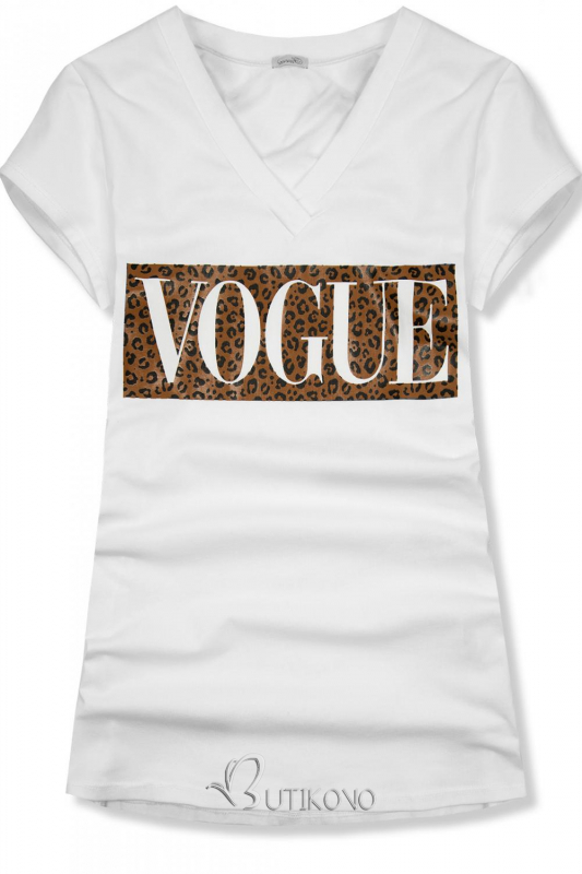 Biele tričko s nápisom VOGUE