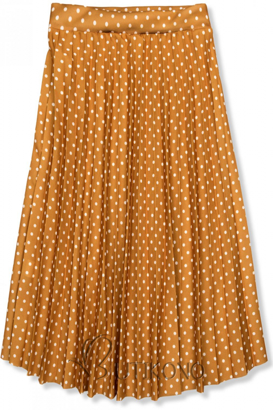 Horčicovožltá skladaná midi sukňa