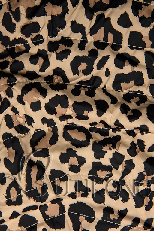 Hnedá obojstranná parka s leopardím vzorom