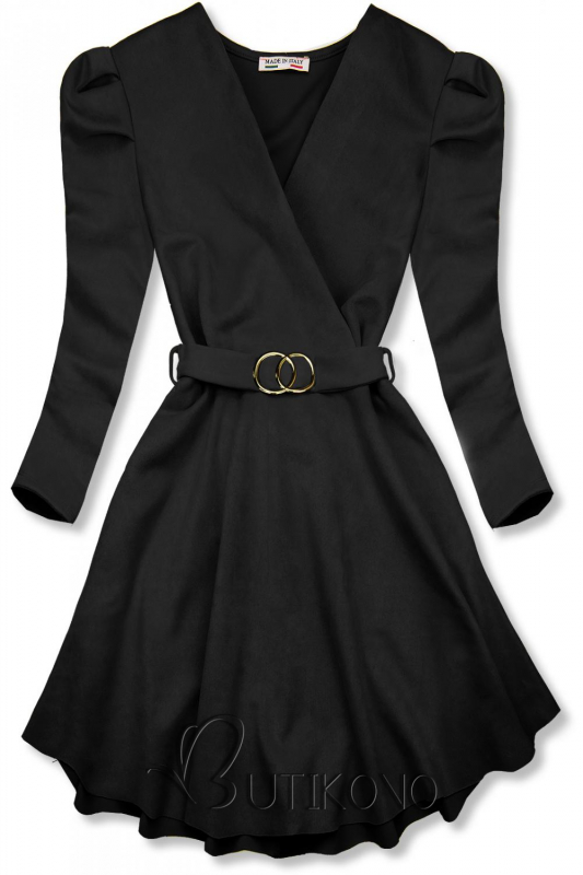 Čierne šaty s naberanými rukávmi