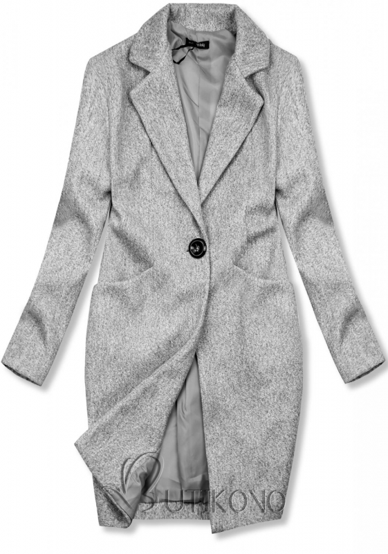 Sivý jarný kabát so zapínaním na gombík