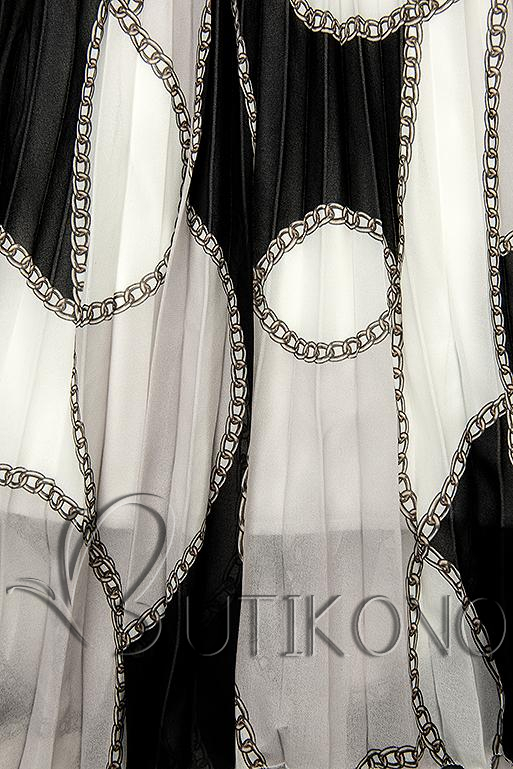 Vzorované midi šaty čierno-biele