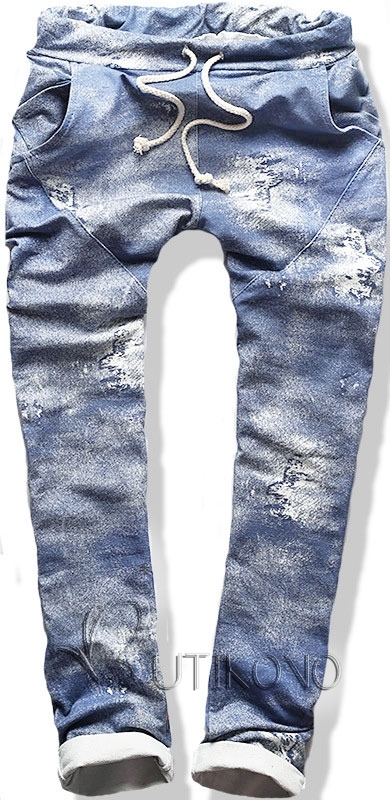 Nohavice Jeans potlač modré SD65