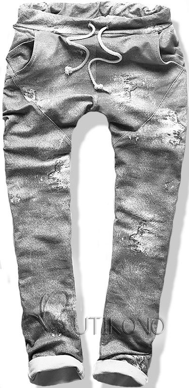 Nohavice Jeans potlač sivé SD65
