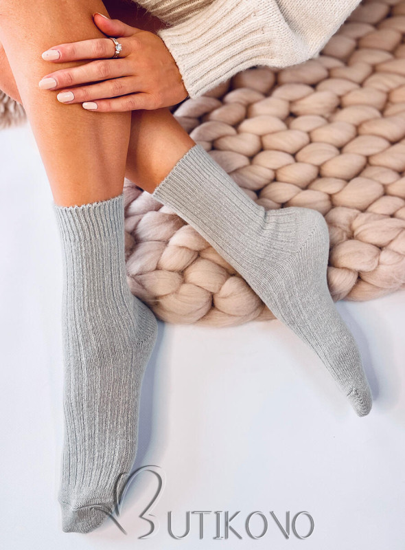 Svetlosivé hrejivé dámske ponožky