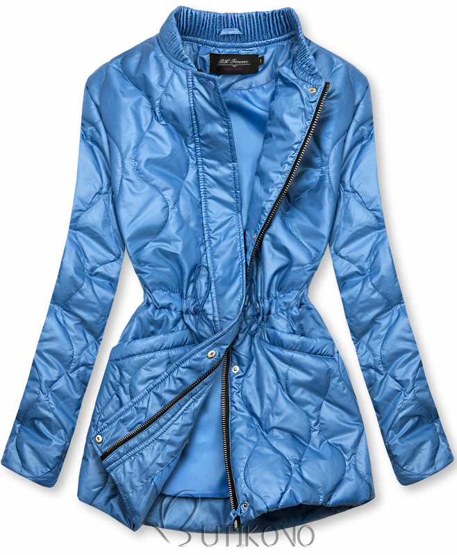 Modrá prešívaná bunda bez kapucne