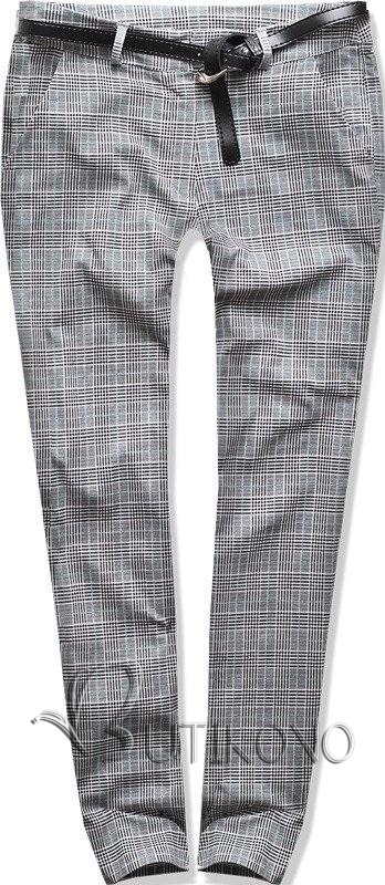 Sivo-zelené kárované nohavice