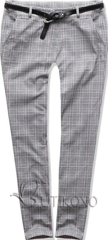 Sivo-ružové kárované nohavice