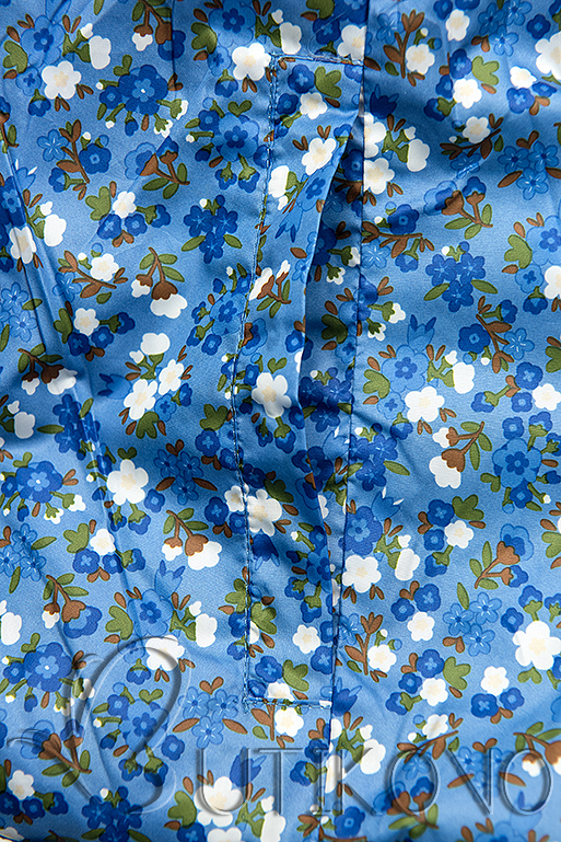 Obojstranná bunda s kvetinovým futrom modrá