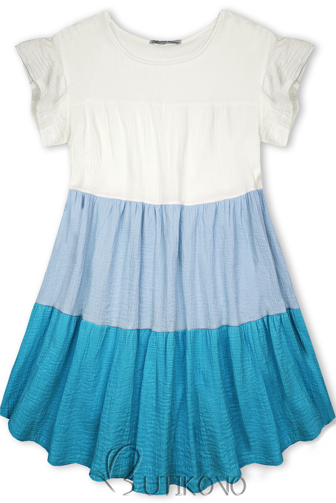 Bavlnené šaty biela/baby blue/tyrkysová