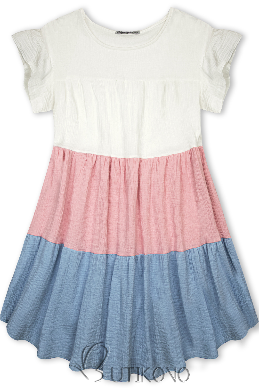 Bavlnené šaty biela/ružová/modrá