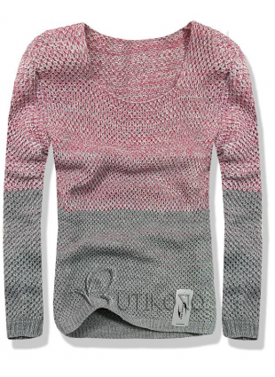 Sivo/ružový sveter 6591