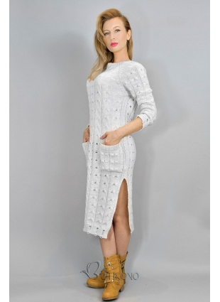 Biele pletené šaty 7295
