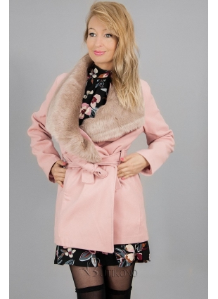 Ružový kabát na zaväzovanie