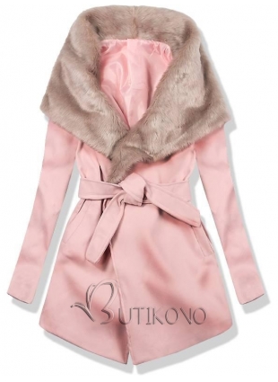 Ružový kabát na zaväzovanie