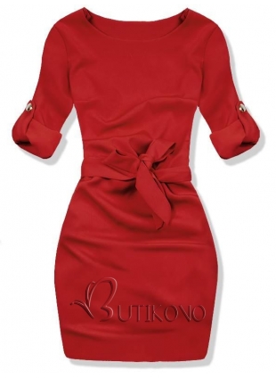 Tmavočervené šaty so zaväzovaním v páse