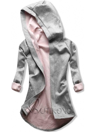 Sivo - ružová tunika s kapucňou