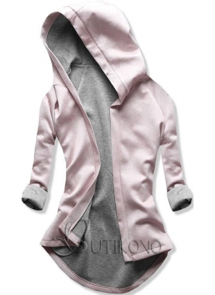 Ružovo - sivá tunika s kapucňou